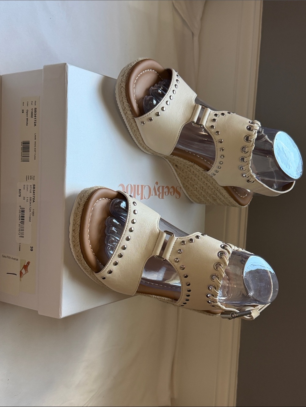 NEVER WORN See By Chloe Yuma Whipstitch Wedge Sandals. Size 39 (9)